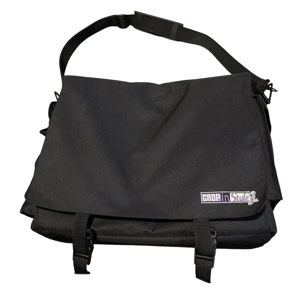 Crop in Style Black Messenger Bag with Marker Slots and‎ Strap- Includes Markers